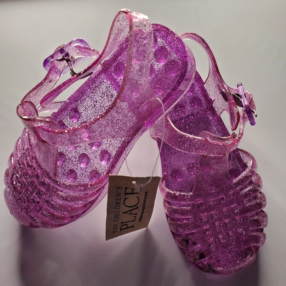 New! The Children's Place Purple Glitter Jelly Sandals, Size 7.💜